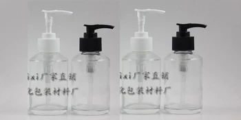 125 ml przezroczysty /przezroczysta Szklana butelka do płynu z czarnym / białym plastikowym pompą, opakowania kosmetyczne, butelki kosmetyczne, opakowanie do płynu