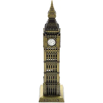 Big Ben, Model Budynku Architektoniczna Metalowa Londyńska Figura Dekoracyjna Figurka Rzeźba Strona Wieża Stop Posągi Ornament Biurko