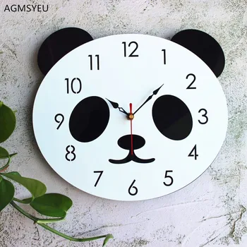 Kreatywne kreskówek zegary ścienne nowoczesne akrylowe zegar skarbnica Narodowa panda śliczne małe zegary ścienne rodzinne ozdoby dla dzieci