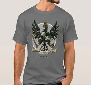 Prezent t-shirt z pruskiej orłem i hasłem Królestwa Prus 19 wieku. Koszulka męska Premium z Bawełny Z Krótkim Rękawem i Okrągłym Dekoltem, Nowa S-3XL
