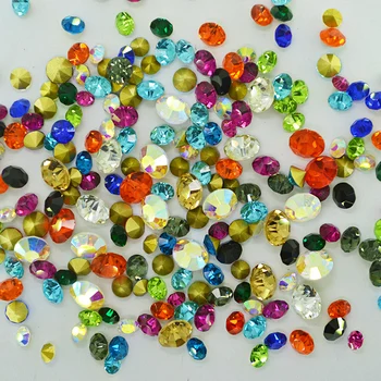 Wysokiej jakości 100szt Szklane Kamienie Użyte Z Klejem Wymieszać Rozmiar Wymieszać Kolor Projektowania 3D do Paznokci Cyrkonie